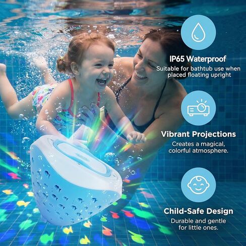 cambk Waterproof Bathtub Light for Kids, Battery Operated Fish Bath Lights for Tub & Bath Time, Color Changing Mood Lighting with Fish World Light Show in Kuwait