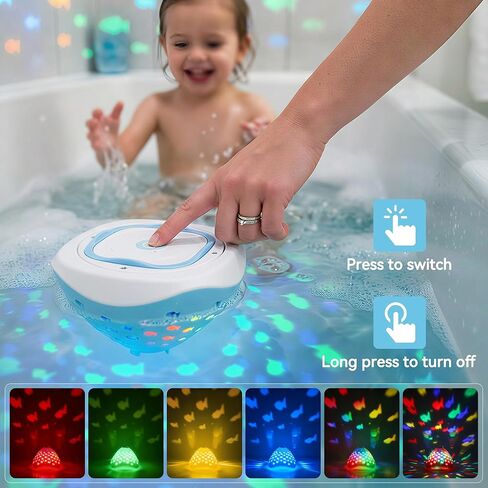 cambk Waterproof Bathtub Light for Kids, Battery Operated Fish Bath Lights for Tub & Bath Time, Color Changing Mood Lighting with Fish World Light Show in Kuwait