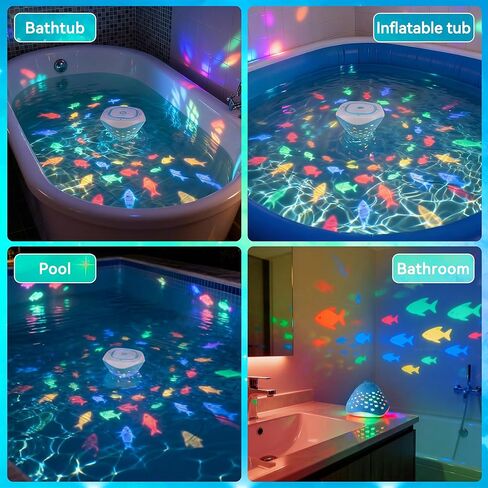cambk Waterproof Bathtub Light for Kids, Battery Operated Fish Bath Lights for Tub & Bath Time, Color Changing Mood Lighting with Fish World Light Show in Kuwait