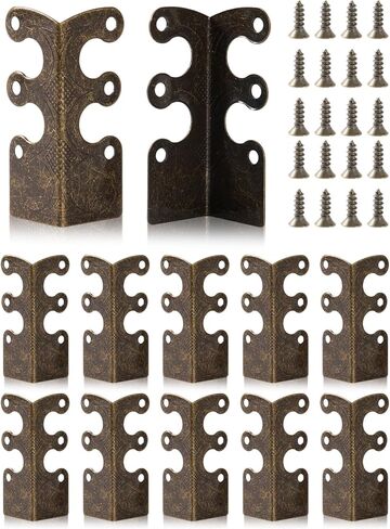 12 Pack Brass Baseboard Corner Protectors with Screws, 1.89 x 0.72 Inch Vintage Brass Skiffers with Screws for Furniture, Cabinet, Drawer and Table Protection in Kuwait