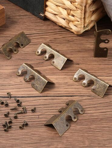 12 Pack Brass Baseboard Corner Protectors with Screws, 1.89 x 0.72 Inch Vintage Brass Skiffers with Screws for Furniture, Cabinet, Drawer and Table Protection in Kuwait