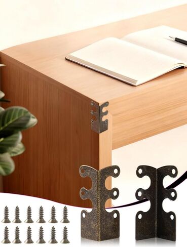 12 Pack Brass Baseboard Corner Protectors with Screws, 1.89 x 0.72 Inch Vintage Brass Skiffers with Screws for Furniture, Cabinet, Drawer and Table Protection in Kuwait