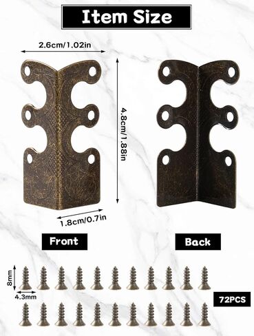 12 Pack Brass Baseboard Corner Protectors with Screws, 1.89 x 0.72 Inch Vintage Brass Skiffers with Screws for Furniture, Cabinet, Drawer and Table Protection in Kuwait