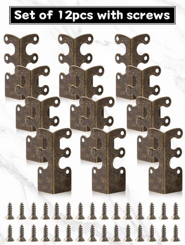 12 Pack Brass Baseboard Corner Protectors with Screws, 1.89 x 0.72 Inch Vintage Brass Skiffers with Screws for Furniture, Cabinet, Drawer and Table Protection in Kuwait