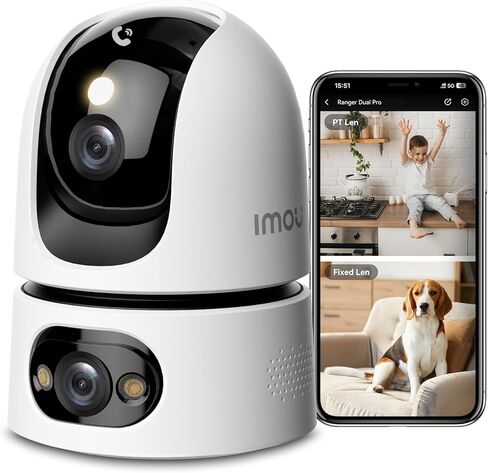 Imou 8MP Security Camera Indoor, Dual-Len 360°Pan-Tilt Baby Monitor Pet Camera for Home Security, 2.4/5GHz WiFi, Work with Alexa & Google Home, Color Night Vision, Human/Pet Detection, No Monthly Fees in Kuwait