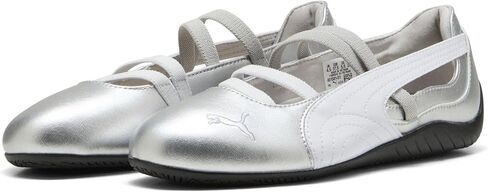 Speedcat Ballet Shoes in Metallic Silver and White in Kuwait