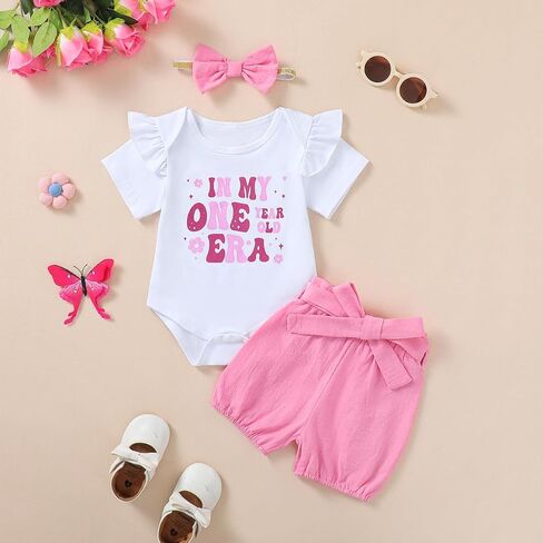 Baby Girl 1st Birthday Outfit Infant First Birthday Clothes In My One Year Old Era Short Sets in Saudi Arabia