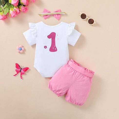 Baby Girl 1st Birthday Outfit Infant First Birthday Clothes In My One Year Old Era Short Sets in Saudi Arabia