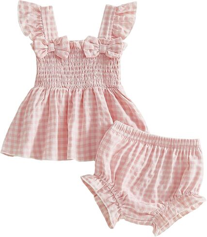 Mubineo Baby Girl Summer Clothes Cute Ruffle Tunic Dress Tops Shorts Outfits Square Neck Blouse Shirt Princess Outfit in Saudi Arabia
