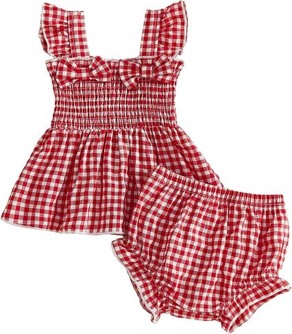 Mubineo Baby Girl Summer Clothes Cute Ruffle Tunic Dress Tops Shorts Outfits Square Neck Blouse Shirt Princess Outfit in Saudi Arabia