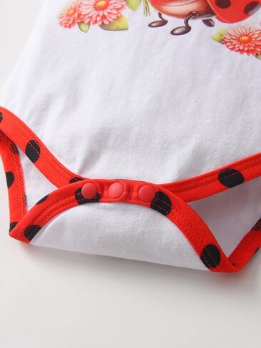 Kulcerry 3PCS Infant Baby Girl Clothes Summer Short Sleeve Cartoon Ladybug Bodysuit Shorts Headband Outfits Set in Kuwait