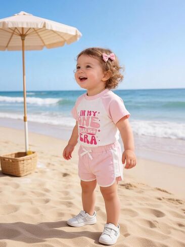 Baby Girl First Birthday outfit Gifts In My One Year Old Era 1st Birthday Summer Short Clothes + Shorts Set in Kuwait