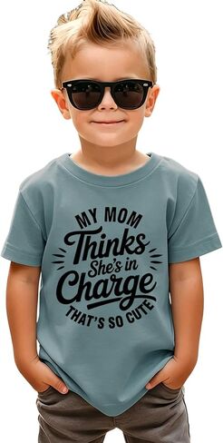 BOUTIKOME Toddler Boys Mother's Day Shirt My Mom Thinks She's in Charge That's So Cute Tshirt Funny Mama's Boy Outft Top 2-8Y in Saudi Arabia