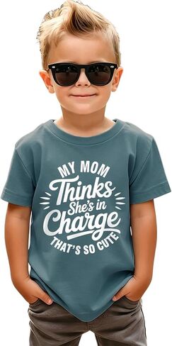 BOUTIKOME Toddler Boys Mother's Day Shirt My Mom Thinks She's in Charge That's So Cute Tshirt Funny Mama's Boy Outft Top 2-8Y in Saudi Arabia