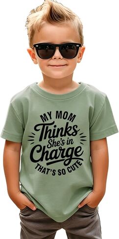 BOUTIKOME Toddler Boys Mother's Day Shirt My Mom Thinks She's in Charge That's So Cute Tshirt Funny Mama's Boy Outft Top 2-8Y in Saudi Arabia