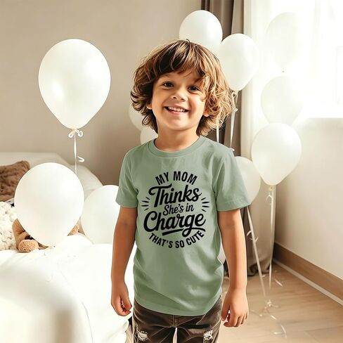 BOUTIKOME Toddler Boys Mother's Day Shirt My Mom Thinks She's in Charge That's So Cute Tshirt Funny Mama's Boy Outft Top 2-8Y in Saudi Arabia