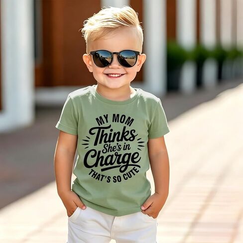 BOUTIKOME Toddler Boys Mother's Day Shirt My Mom Thinks She's in Charge That's So Cute Tshirt Funny Mama's Boy Outft Top 2-8Y in Saudi Arabia