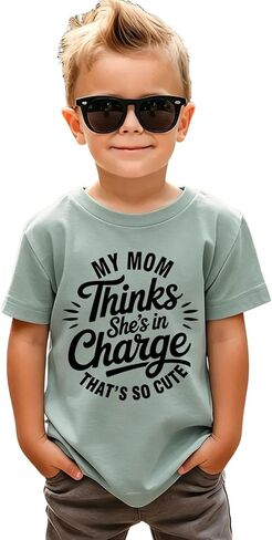 BOUTIKOME Toddler Boys Mother's Day Shirt My Mom Thinks She's in Charge That's So Cute Tshirt Funny Mama's Boy Outft Top 2-8Y in Saudi Arabia
