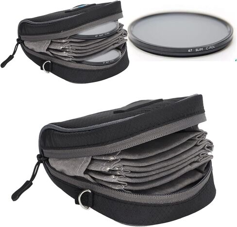 8 - Slot Camera Lens Filter Pouch, Filter Carry Case for Photography, Nylon Filter Case with Shoulder Strap Holds 95mm Filters in Kuwait