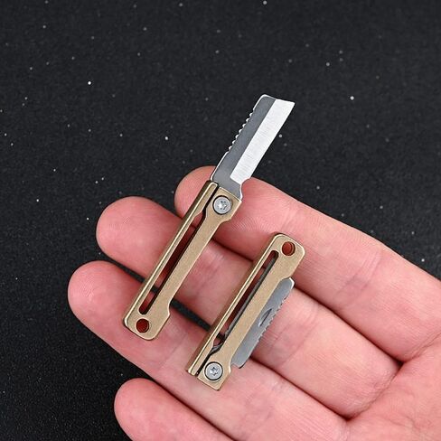 Ultra Small Little Folding Pocket Brass Knife, Special High Carbon Alloy Steel Blade Brass Handle, Mini EDC Portable Knife, Ultra Compact and Lightweight (Square head) in Saudi Arabia