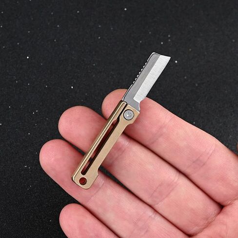 Ultra Small Little Folding Pocket Brass Knife, Special High Carbon Alloy Steel Blade Brass Handle, Mini EDC Portable Knife, Ultra Compact and Lightweight (Square head) in Saudi Arabia