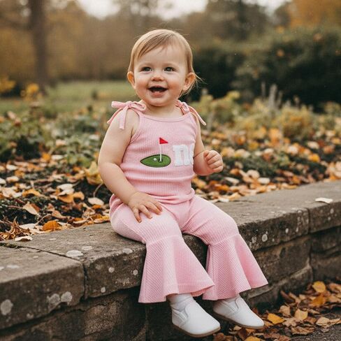 Kupretty Toddler Girl Overalls Baby Girl Summer Clothes Sleeveless Bell-Bottom One Piece Romper Jumpsuit Pants Cute Outfit in Saudi Arabia