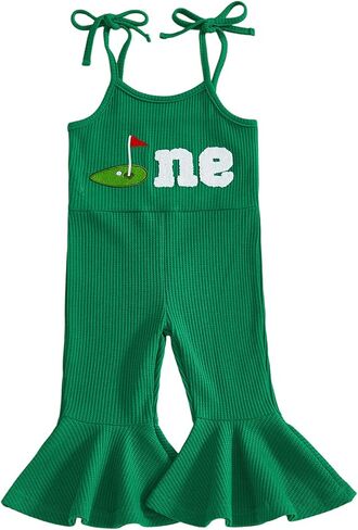 Kupretty Toddler Girl Overalls Baby Girl Summer Clothes Sleeveless Bell-Bottom One Piece Romper Jumpsuit Pants Cute Outfit in Saudi Arabia