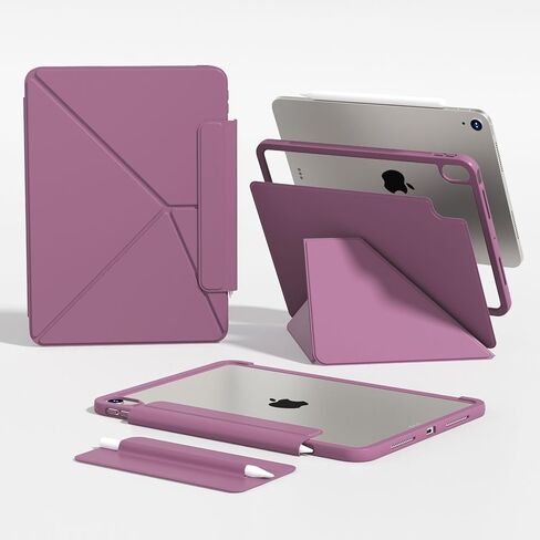 حافظة مغناطيسية من kenke لجهاز iPad Air 11 بوصة M3/M2 (2025/2024)، iPad Air الجيل الخامس/4th 10.9 بوصة (2022/2020) مع مشبك قلم رصاص، غطاء حامل متعدد الطي قابل للفصل، أبيض كريمي in Saudi Arabia