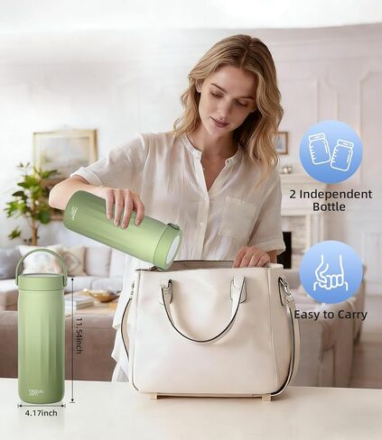 22oz Stainless Steel Breastmilk Cooler - 24Hrs Portable Breast Milk Chiller for Travel, Includes 2 BPA-Free Baby Bottles &10 Storage Bags, Leakproof Thermal Container for Working Moms, Green in Kuwait