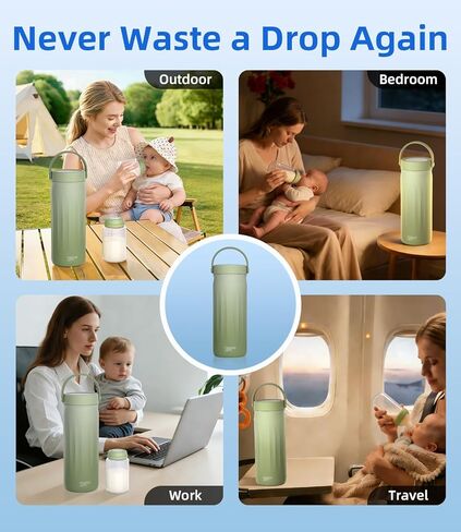 22oz Stainless Steel Breastmilk Cooler - 24Hrs Portable Breast Milk Chiller for Travel, Includes 2 BPA-Free Baby Bottles &10 Storage Bags, Leakproof Thermal Container for Working Moms, Green in Kuwait
