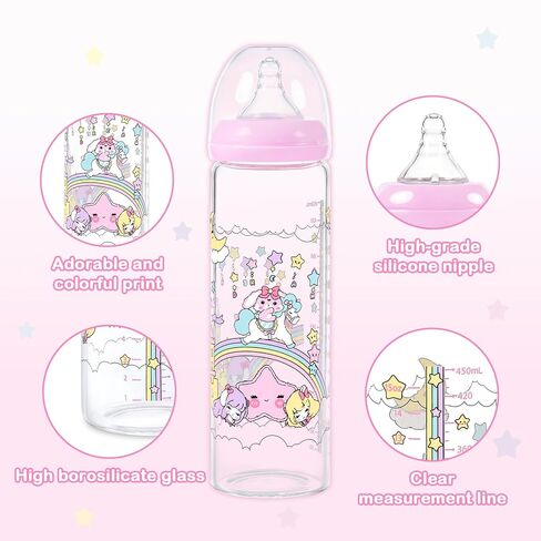 LittleForBig Adult Baby Bottle Ultra Printed Specialty Oversized Glass Feeding Fairy Littles in Dreamland Pattern in Kuwait