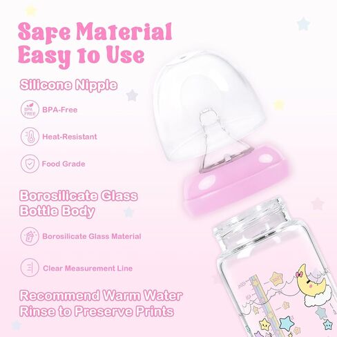 LittleForBig Adult Baby Bottle Ultra Printed Specialty Oversized Glass Feeding Fairy Littles in Dreamland Pattern in Kuwait