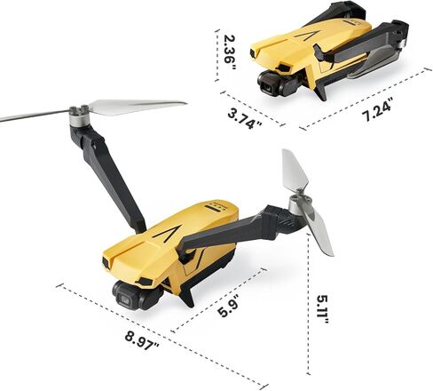 طائرات بدون طيار مع كاميرا للبالغين 4K، تصميم VCOPTER Falcon Mini Bi-Copter، قدرة طيران مقلوبة، أقصى سرعة 16 م/ث، نقل فيديو 10000 قدم، بطارية واحدة لمدة 34 دقيقة كحد أقصى لوقت الطيران، 249 جم in Kuwait