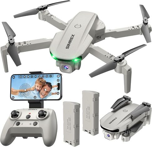 طائرة بدون طيار SIMREX مع كاميرا 1080 بكسل للأطفال والكبار، طائرة رباعية المروحية RC مع تثبيت الارتفاع، طائرة بدون طيار صغيرة مع مفتاح تشغيل واحد، طيران نقطة الطريق، وضع مقطوعة الرأس، قلب ثلاثي الأبعاد، 3 سرعات، طائرة بدون طيار للتحكم عن بعد للمبتدئين in Kuwait