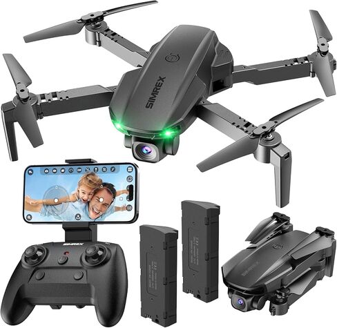 طائرة بدون طيار SIMREX مع كاميرا 1080 بكسل للأطفال والكبار، طائرة رباعية المروحية RC مع تثبيت الارتفاع، طائرة بدون طيار صغيرة مع مفتاح تشغيل واحد، طيران نقطة الطريق، وضع مقطوعة الرأس، قلب ثلاثي الأبعاد، 3 سرعات، طائرة بدون طيار للتحكم عن بعد للمبتدئين in Kuwait