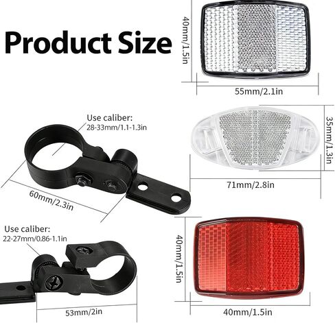 8Pcs Bike Front Rear Reflectors + 2 Bell, Bicycle Reflectors for Night Riding, Bicycle Wheel Spoke Reflector, for Handlebar Seatpost, Wheel, Bell in Kuwait