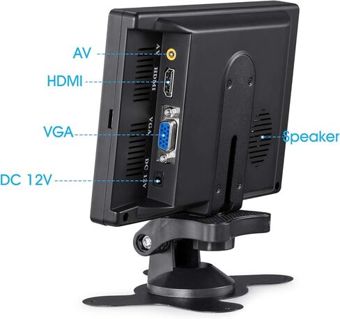 7 Inch HD Display, IPS 1024X600 Resolution Screen, Car Rearview Cameras Monitor with HDMI VGA, 2 Video Input for Backup Camera for Car DVD VCR PC Laptop Raspberry Pi in Kuwait