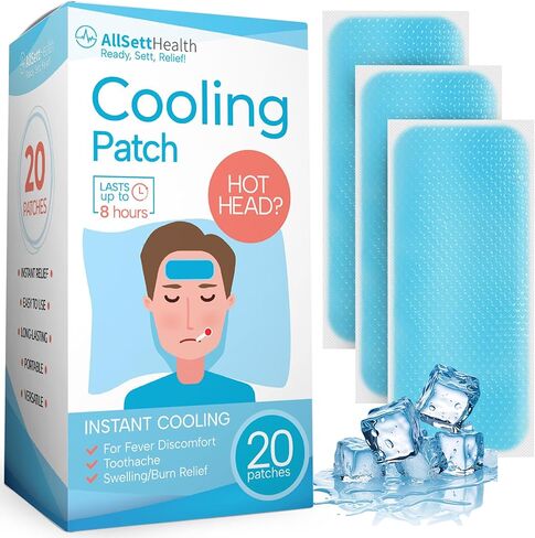 20 Pack - Cooling Patches for Fever, Natural Headache and Migraine Relief, Soft Gel Sheets, Fever Patch for Kids, Tension/Sinus, Headache Relief Prevention in Saudi Arabia