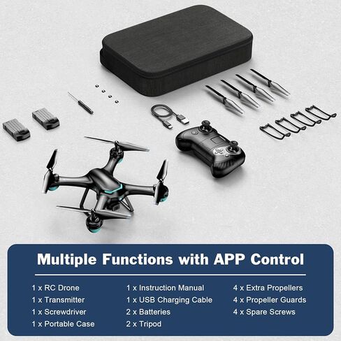 Drone with 1080P Camera, Remote Control Quadcopter with Gesture Selfie, Altitude Hold, One Key Start, 3D Flips, 2 Batteries, Black in Kuwait