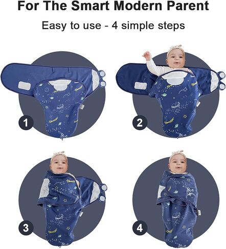HOUSBAY Baby Swaddle Blanket Boy Girl,Super Soft Material Newborn Adjustable Swaddles for 3-6 Months,2-Way Zipper Sleep Sack 1 Pack, Space in Kuwait