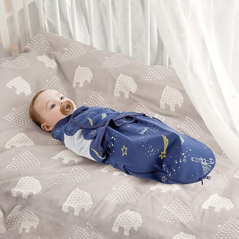 HOUSBAY Baby Swaddle Blanket Boy Girl,Super Soft Material Newborn Adjustable Swaddles for 3-6 Months,2-Way Zipper Sleep Sack 1 Pack, Space in Kuwait