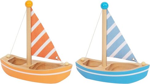 Wooden Bath Toys, 2 Pcs Sailboats for Kids, Pretend Play Motor Skills, Kids Bath Toy Floating Boat in Kuwait