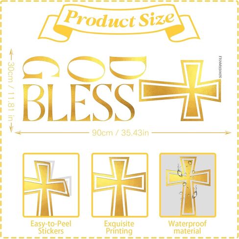 God Bless Wall Decal, Baptism Stickers, God Bless Decorations, Baptism Sign for Backdrop, First Communion Confirmation Christening Decorations in Kuwait