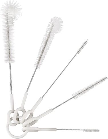 Straw Cleaner Brush Set, 5 Pcs Multi-Size Flexible Cleaning Brushes with Holder Ring, Long Pipe Cleaners for Reusable Straws, Water Bottles, Tumblers and Sippy Cups, White in Kuwait