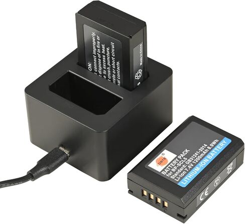 بطارية DSTE قطعتين BP-SCL5 وشاحن مزدوج مع كابل Micro USB متوافق مع Leica M10، M10R، M10P in Kuwait