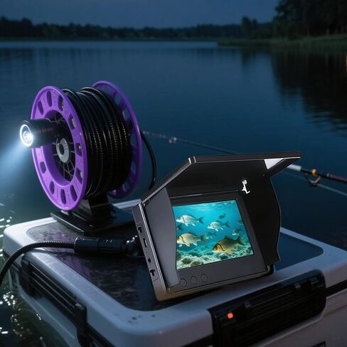 Waterproof Underwater Fishing Camera With Night Vision, 4.3 In Lcd, 49.21 Ft Cable, Portable Video Fish Finder in Kuwait