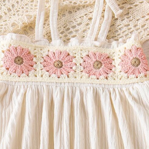 Boho Toddler Baby Girl 2Pcs Summer Clothes Crochet Floral Cotton Spaghetti Strap Tank Top & Shorts Set 6M-4Y in Kuwait