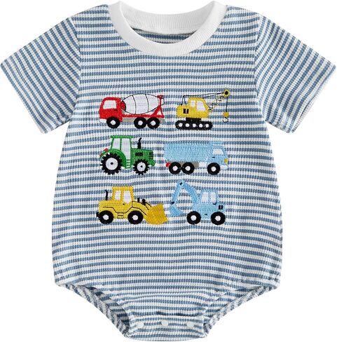 Newborn Baby Girl Boy Western Clothes Waffle Cow Summer Romper Short Sleeve Bodysuit Cowboy Country Clothes in Saudi Arabia