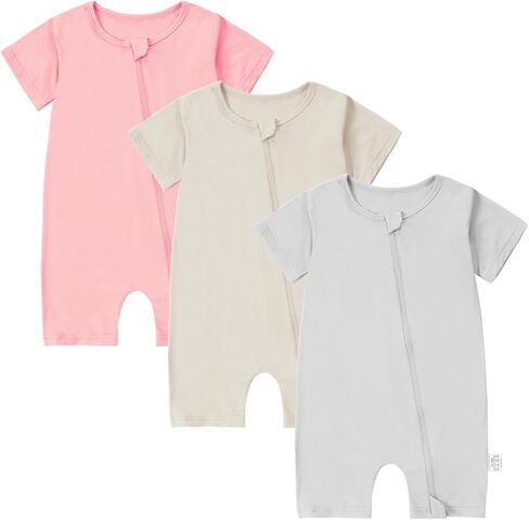 MICHLEY Bamboo Baby Pajamas 3 Pack, Two Way Zipper Bamboo Sleepers for Toddler, Newborn Bamboo Baby Romper Viscose Great Gift in Kuwait