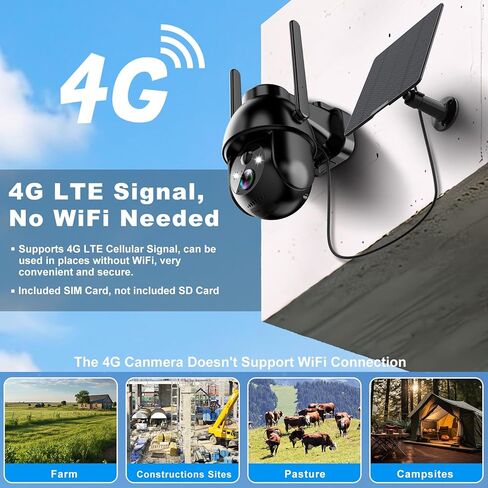 كاميرا مراقبة خلوية SeeVision 4G LTE، بدون شبكة WiFi مع بطاقة SIM مدمجة، كاميرات أمان تعمل بالطاقة الشمسية لاسلكية في الهواء الطلق تتميز بدقة 3MP 2K HD، كشف حركة PIR، رؤية ليلية ملونة، محادثة ثنائية الاتجاه in Kuwait